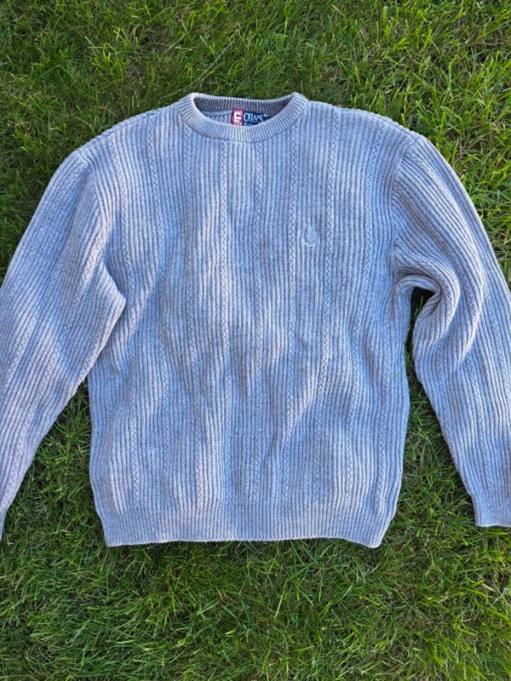 Chaps Ralph Lauren Gray Cotton Ribbed Knit Sweater Men’s L